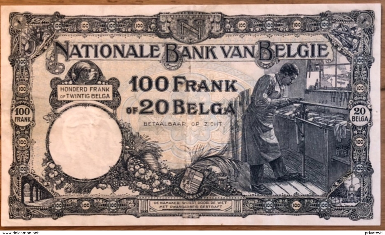 100 Francs Nationale Reeks 18/07/27!! Zeer Mooi Biljet!! 9291 - 100 Francs & 100 Francs-20 Belgas