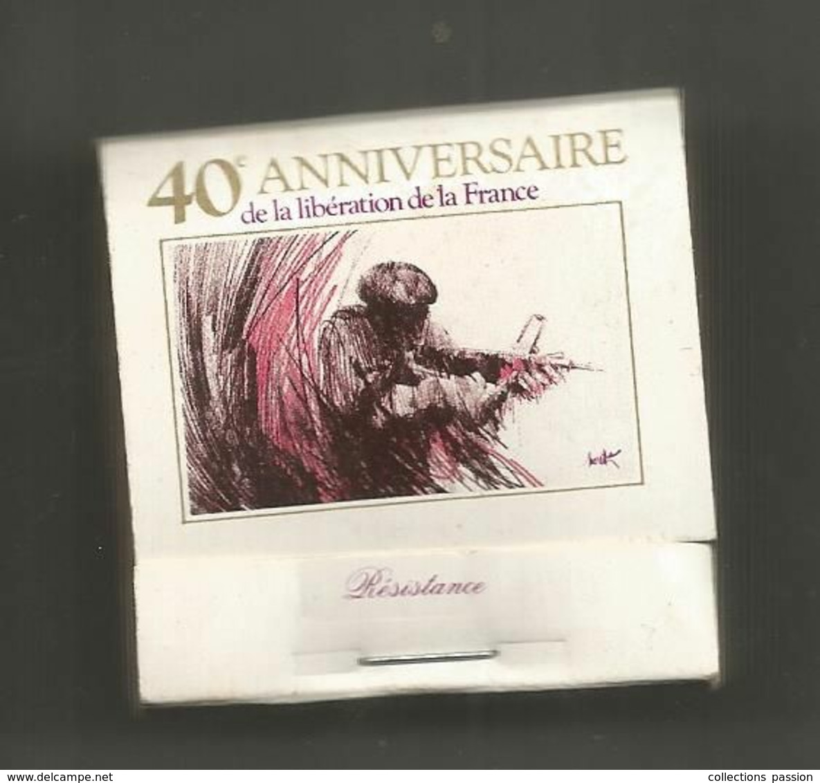 Boite D'allumettes , Pochette, 40 E Anniversaire De La Libération De La France , Résistance , 2 Scans - Luciferdozen