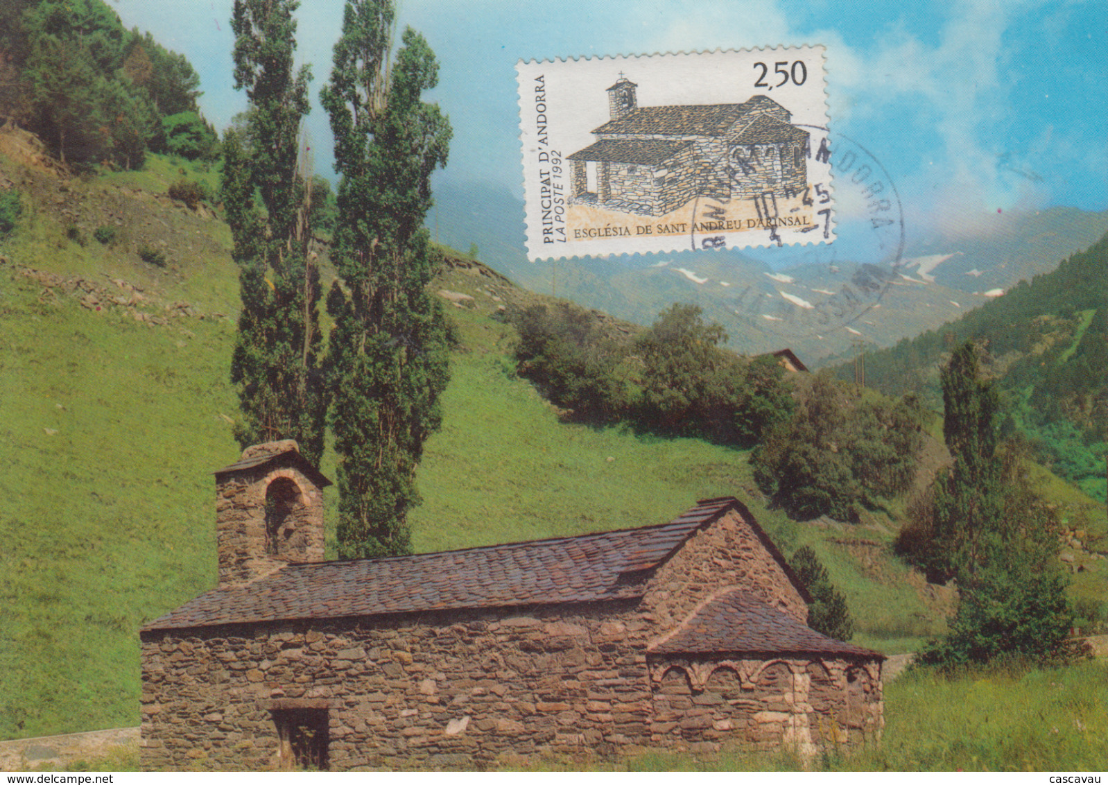 Carte  Maximum   ANDORRE    Eglise    De    SANT  ANDREU  D' ARINSAL    1992 - Cartas Máxima
