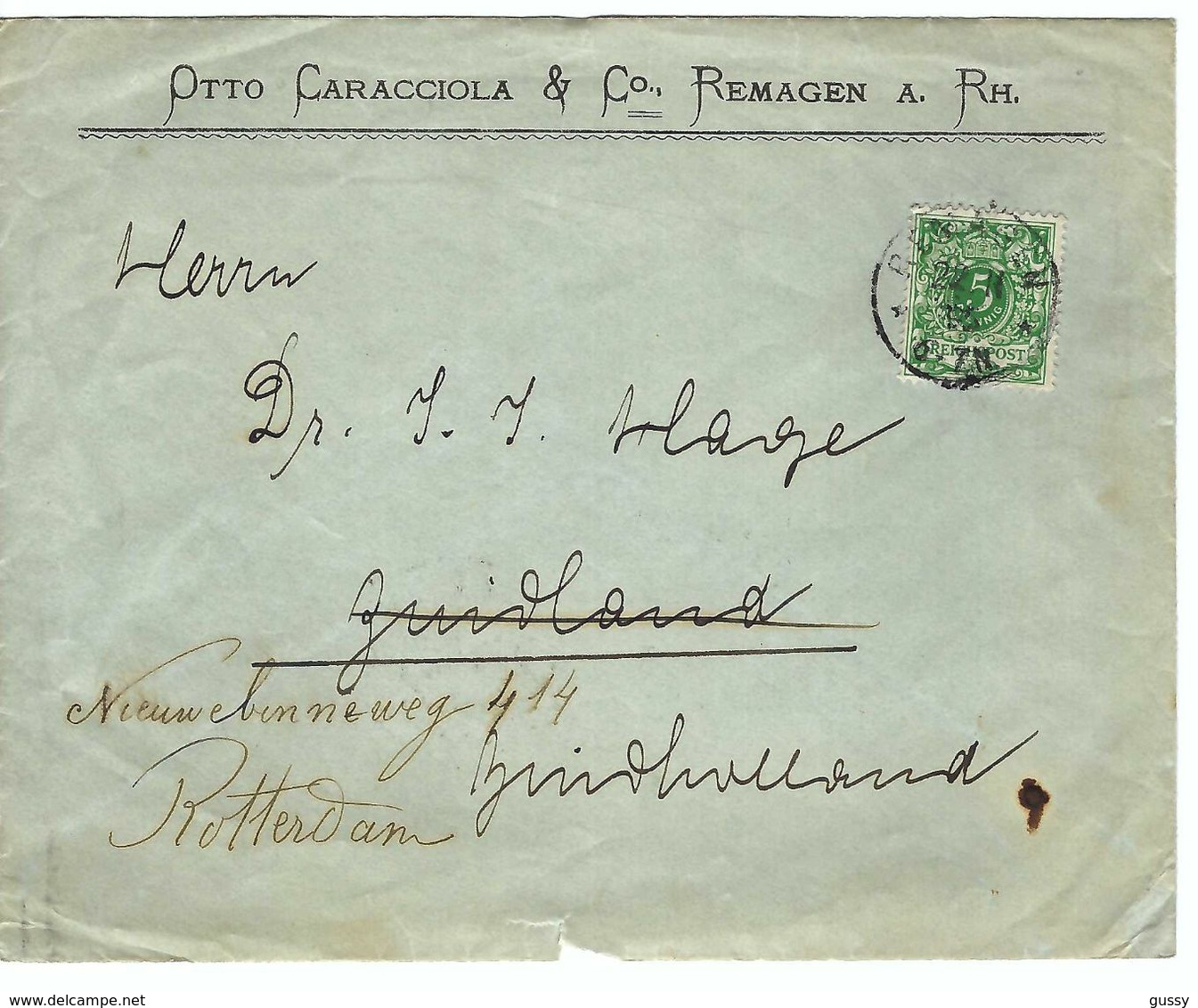 ALLEMAGNE 1896: LSC De Remagen Pour Rotterdam (Pays-Bas), Affr. De 5 Pf. (Tarif Imprimés) - Lettres & Documents