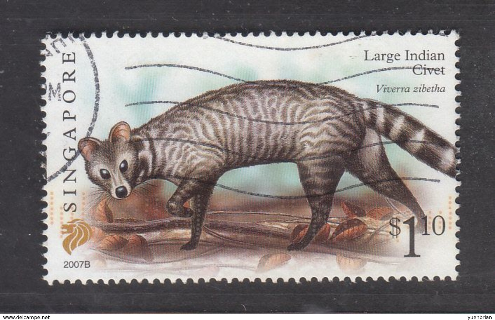 Singapore, 2007 Definitive Stamp Series, $1.10 Large Indian Civet "2007B", Fine Used - Singapur (1959-...)