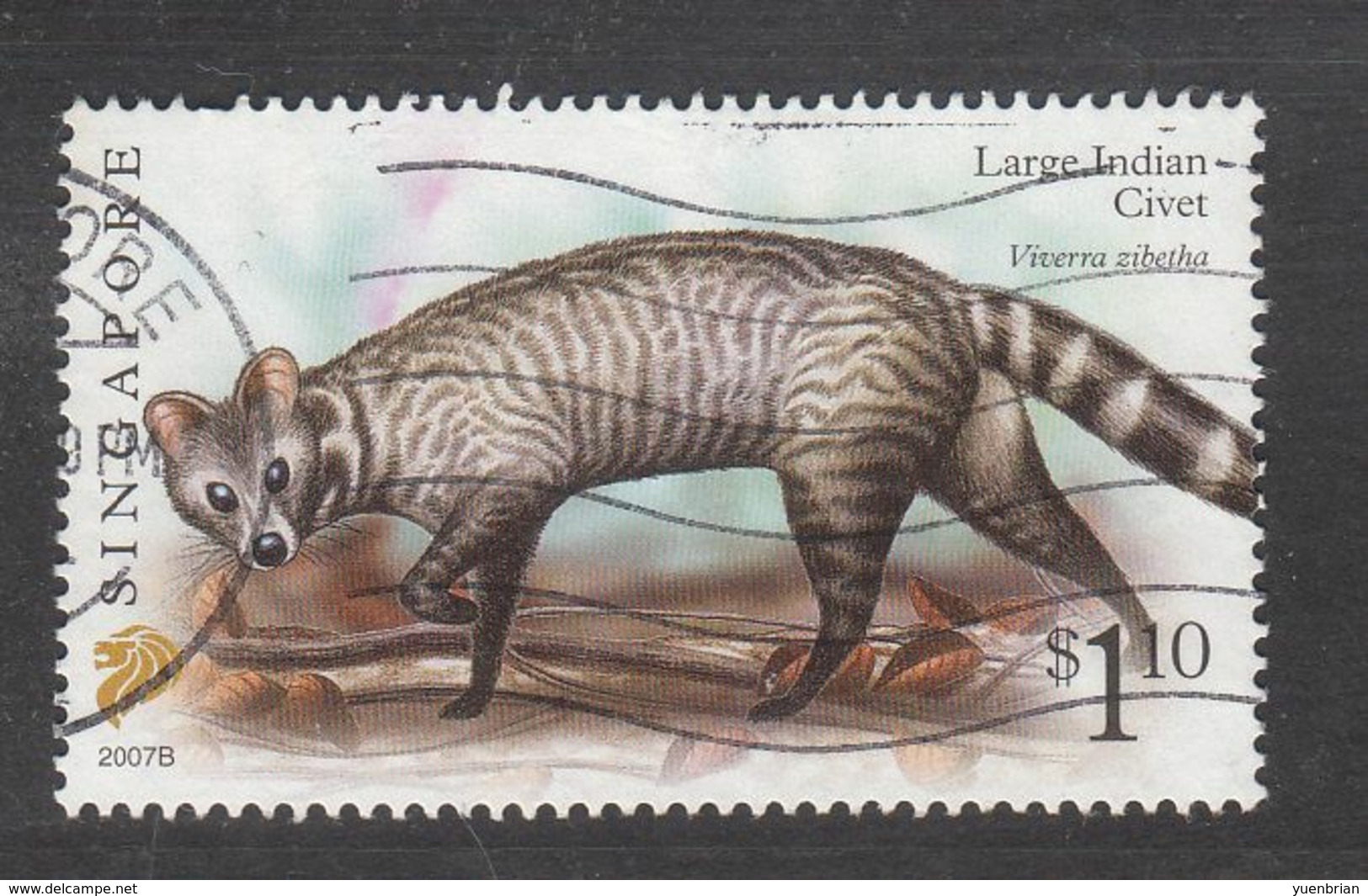 Singapore, 2007 Definitive Stamp Series, $1.10 Large Indian Civet "2007B", Fine Used - Singapur (1959-...)