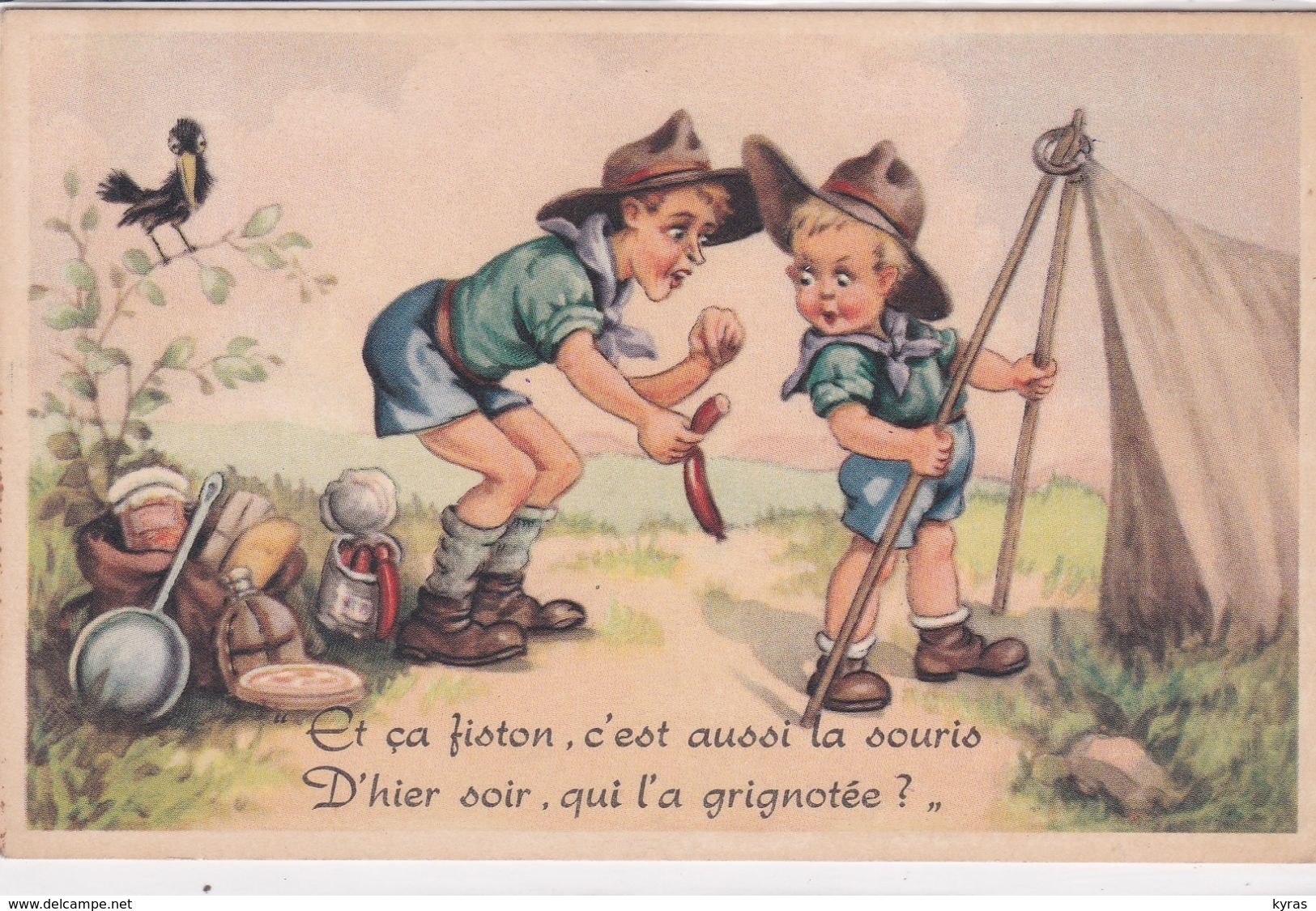 Illustr.  SCOUTISME .  Camp De Scouts " Et ça Fiston, C'est Aussi La Souris D'hier Soir Qui L'a Grignotée? " - Scoutisme