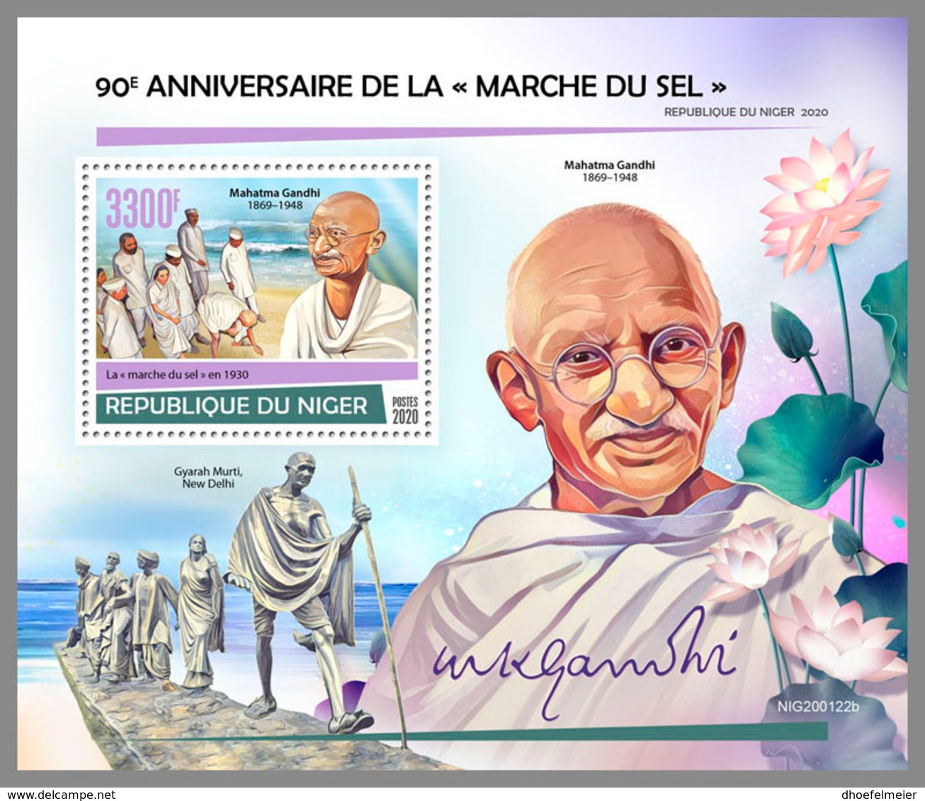 NIGER 2020 MNH Mahatma Gandhi Salt March Salzmarsch Marche Du Sel S/S - OFFICIAL ISSUE - DHQ2028 - Mahatma Gandhi