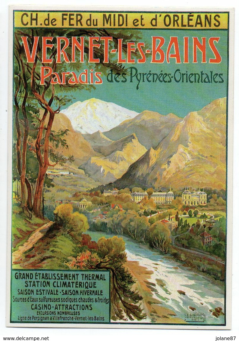 CPM    AFFICHE CHEMINS DE FER  DU MIDI ET D ORLEANS    -   VERNET LES BAINS - Autres & Non Classés