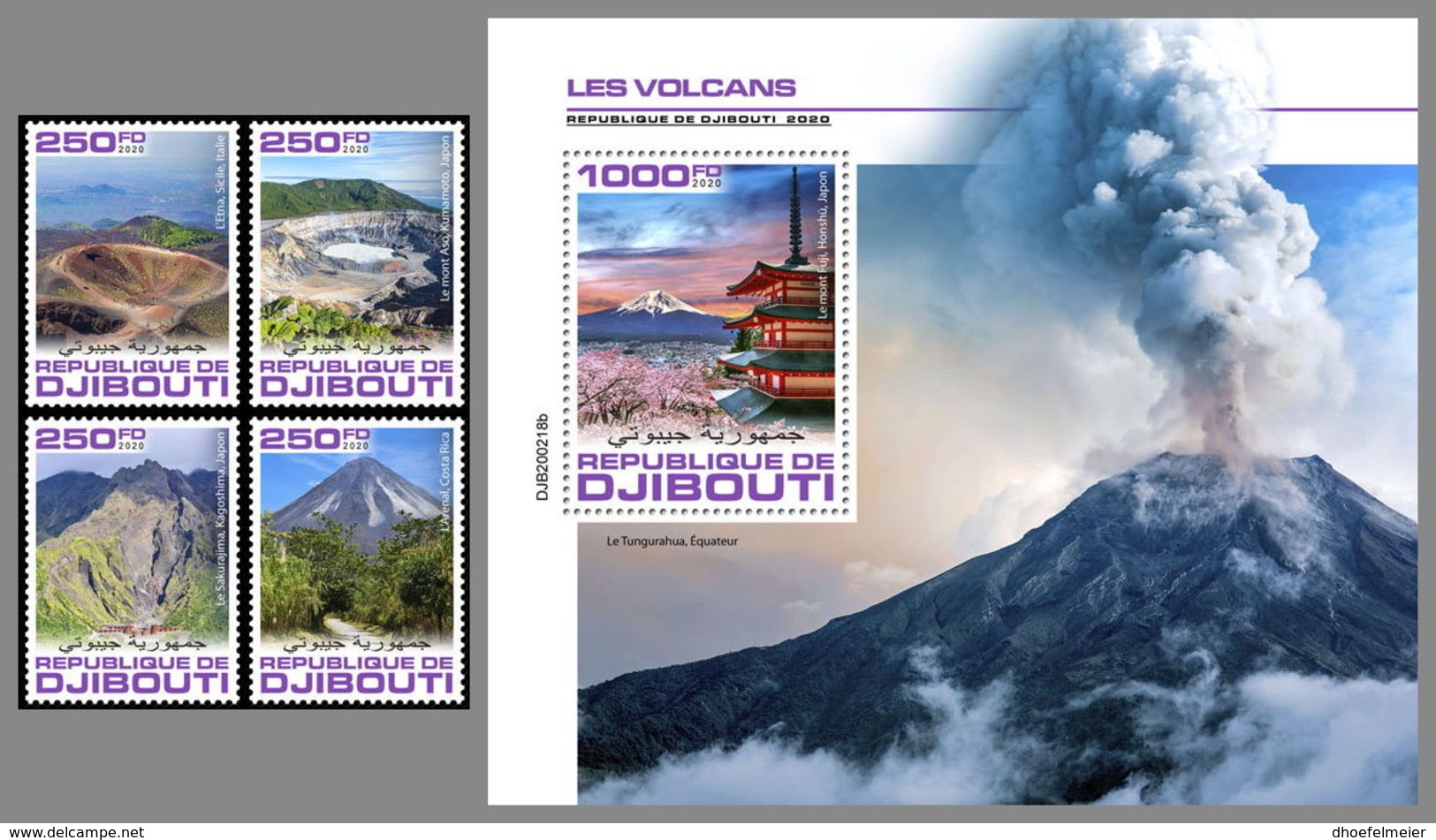 DJIBOUTI 2020 MNH Volcanoes Vulkane Volcans 4v+S/S - OFFICIAL ISSUE - DHQ2030 - Volcans