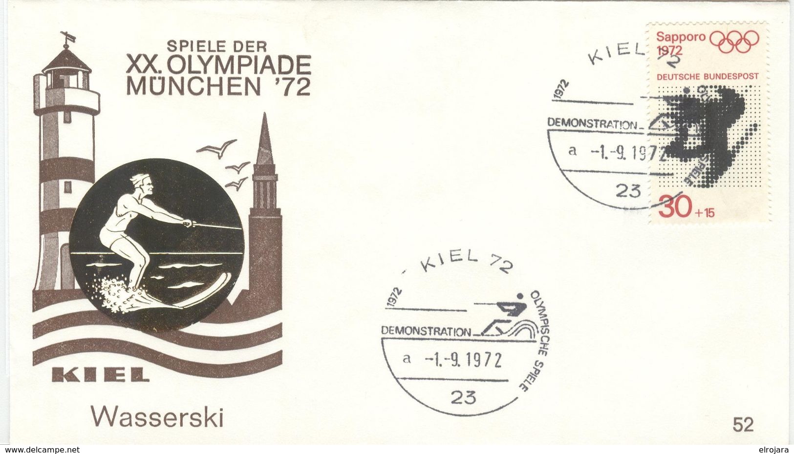 GERMANY 1972 Olympic Games Munich Olympic Cancel Water Skiing KIEL 72 - Sci Nautico