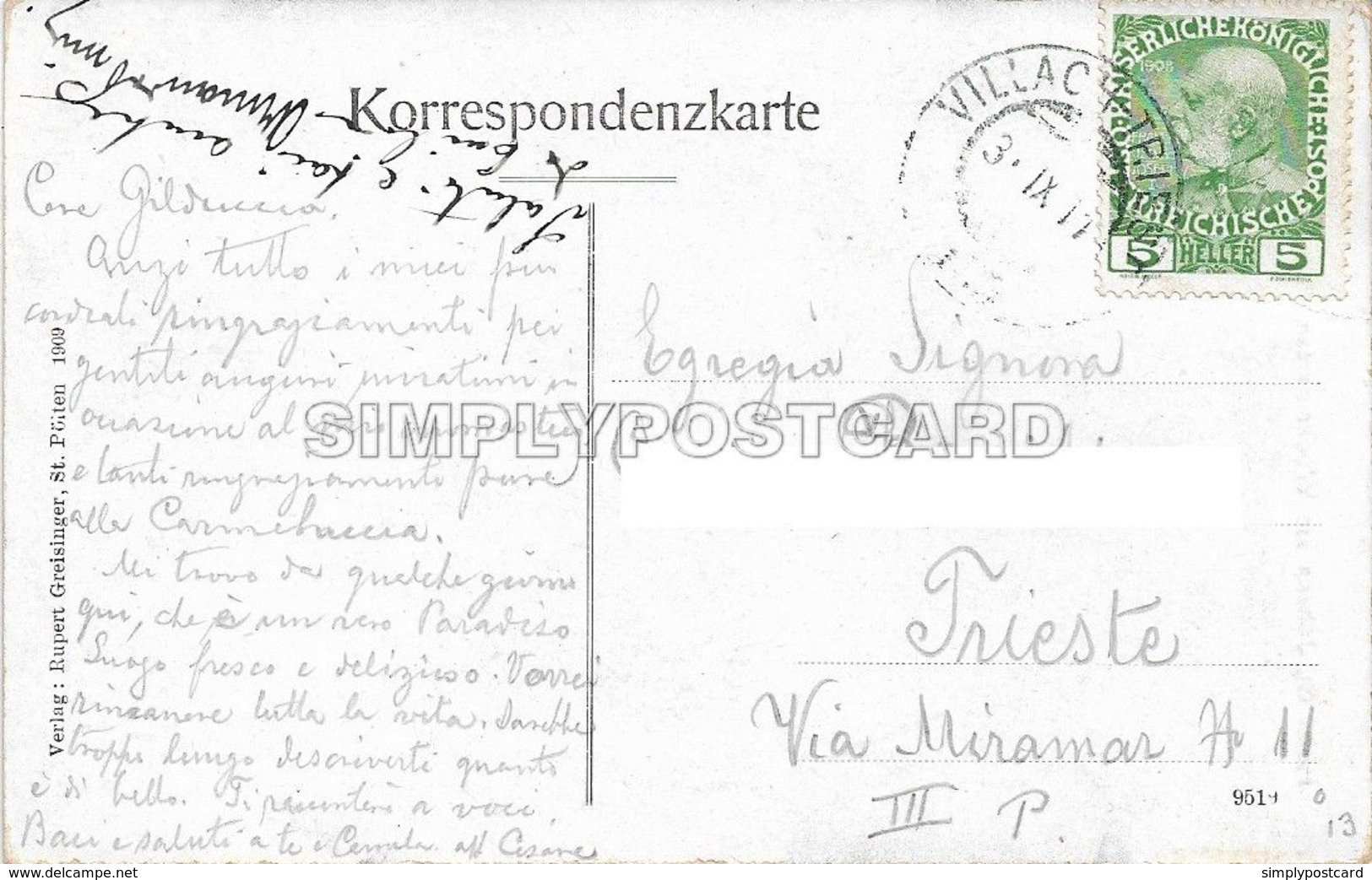 OLD POSTCARD - SLOVENIA - HOTEL ST. JOHANN AM WOCHEINERSEE OBER KRAIN - VIAGGIATA 1911 - U128 - Slovenia