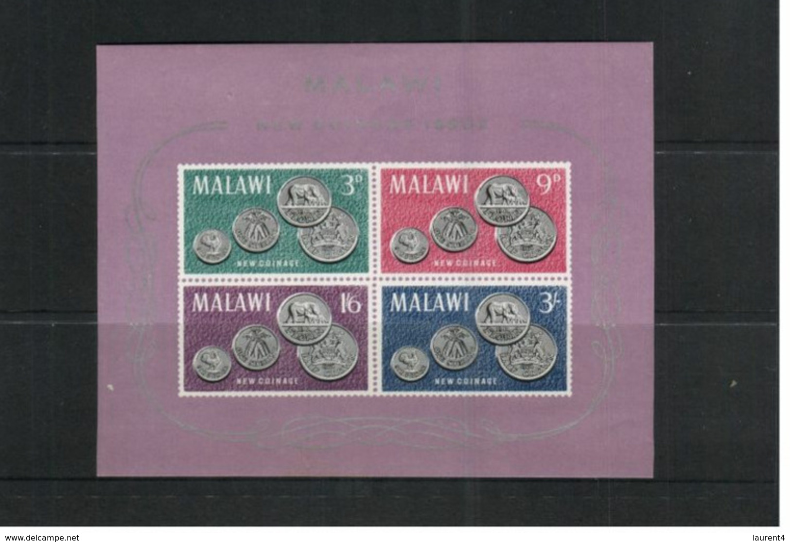 (stamps / 2-8-2020) Mini-sheet -  Malawi - Coins / Pièces - Other & Unclassified