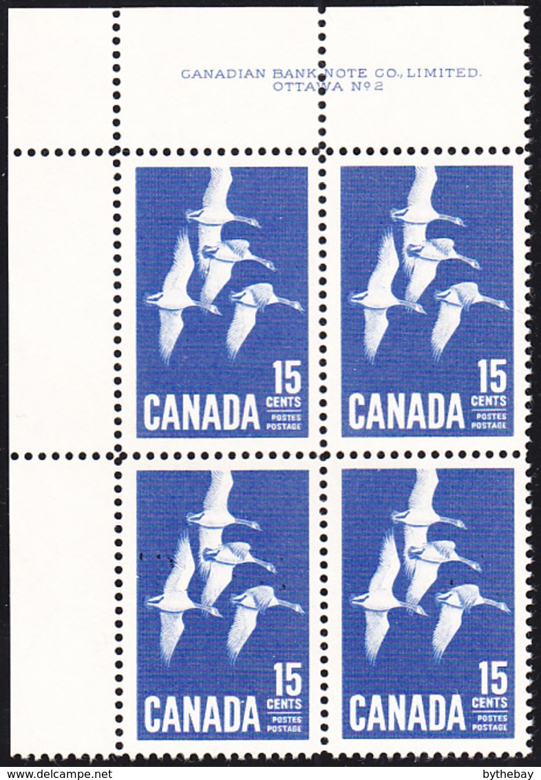 Canada 1963 MNH Sc #415 15c Canada Goose Plate #2 UL - Num. Planches & Inscriptions Marge
