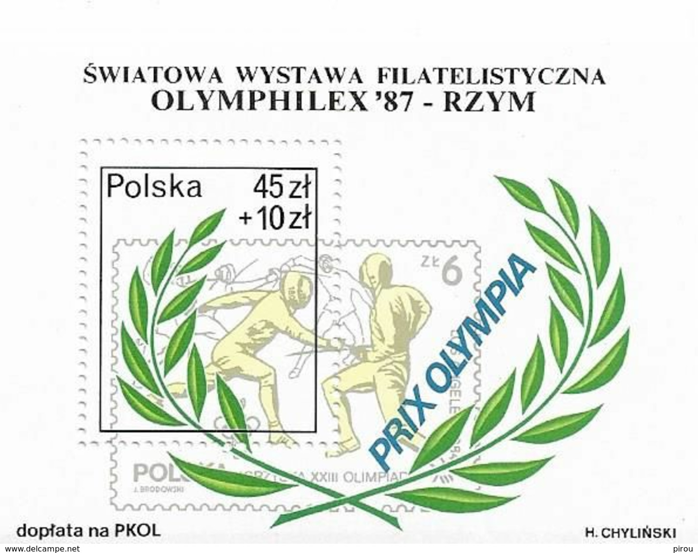 POLOGNE  BLOCS FEUILLETS  JEUX OLYMPIQUES OLYMPHILEX 1987 - Autres & Non Classés