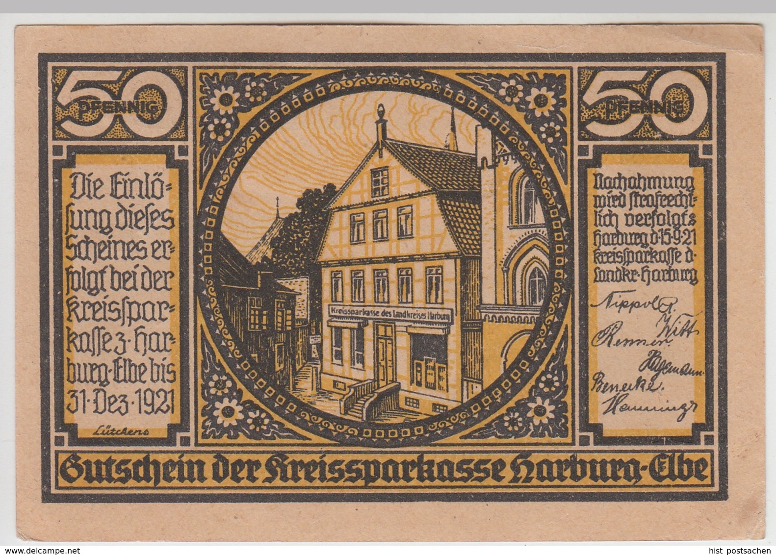 (D1210) Geldschein 50 Pf. Notgeld Harburg A. Elbe 1921 - Otros & Sin Clasificación