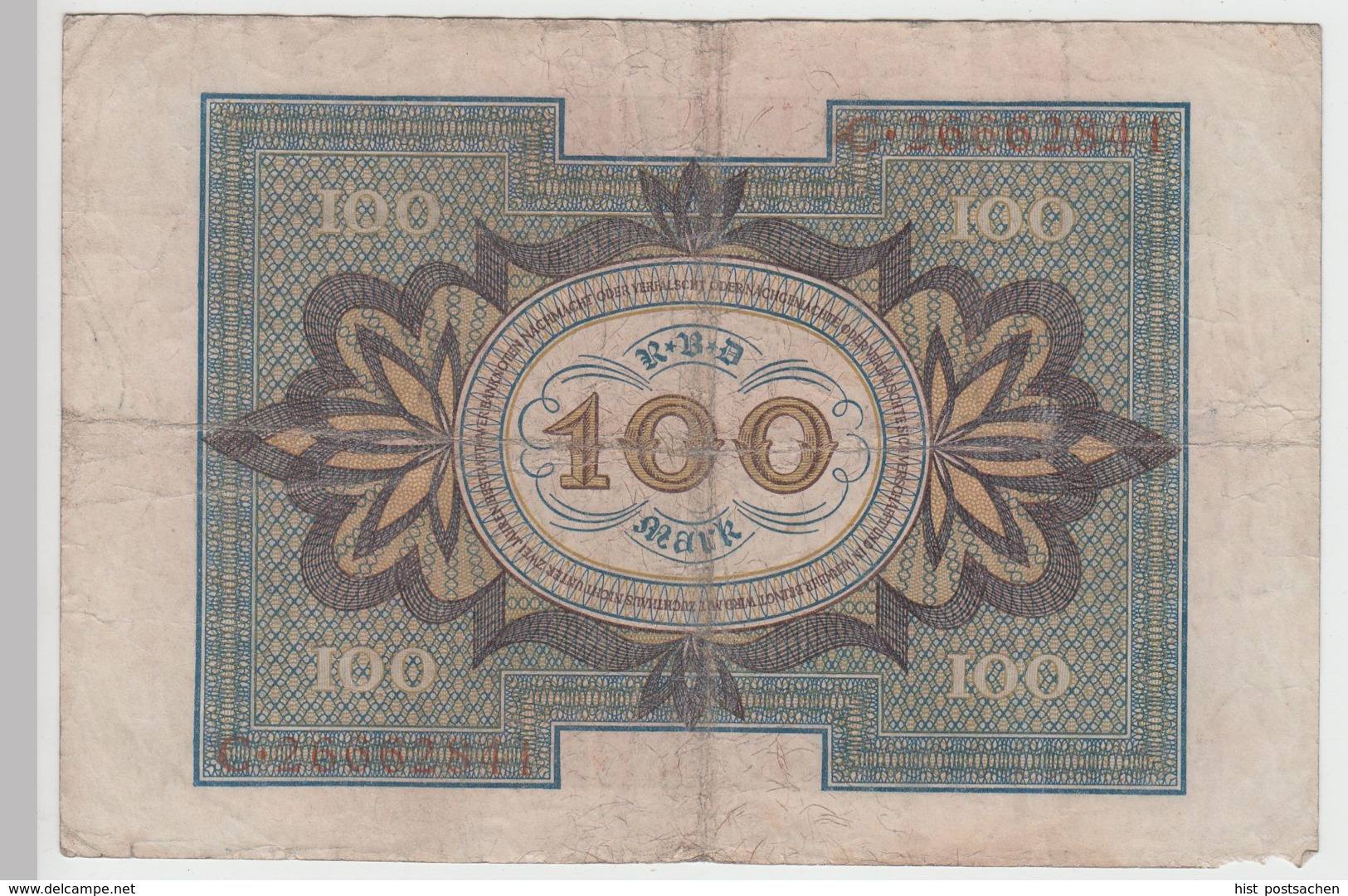 (D1193) Geldschein Reichsbanknote 100 Mark 1920 - Otros & Sin Clasificación
