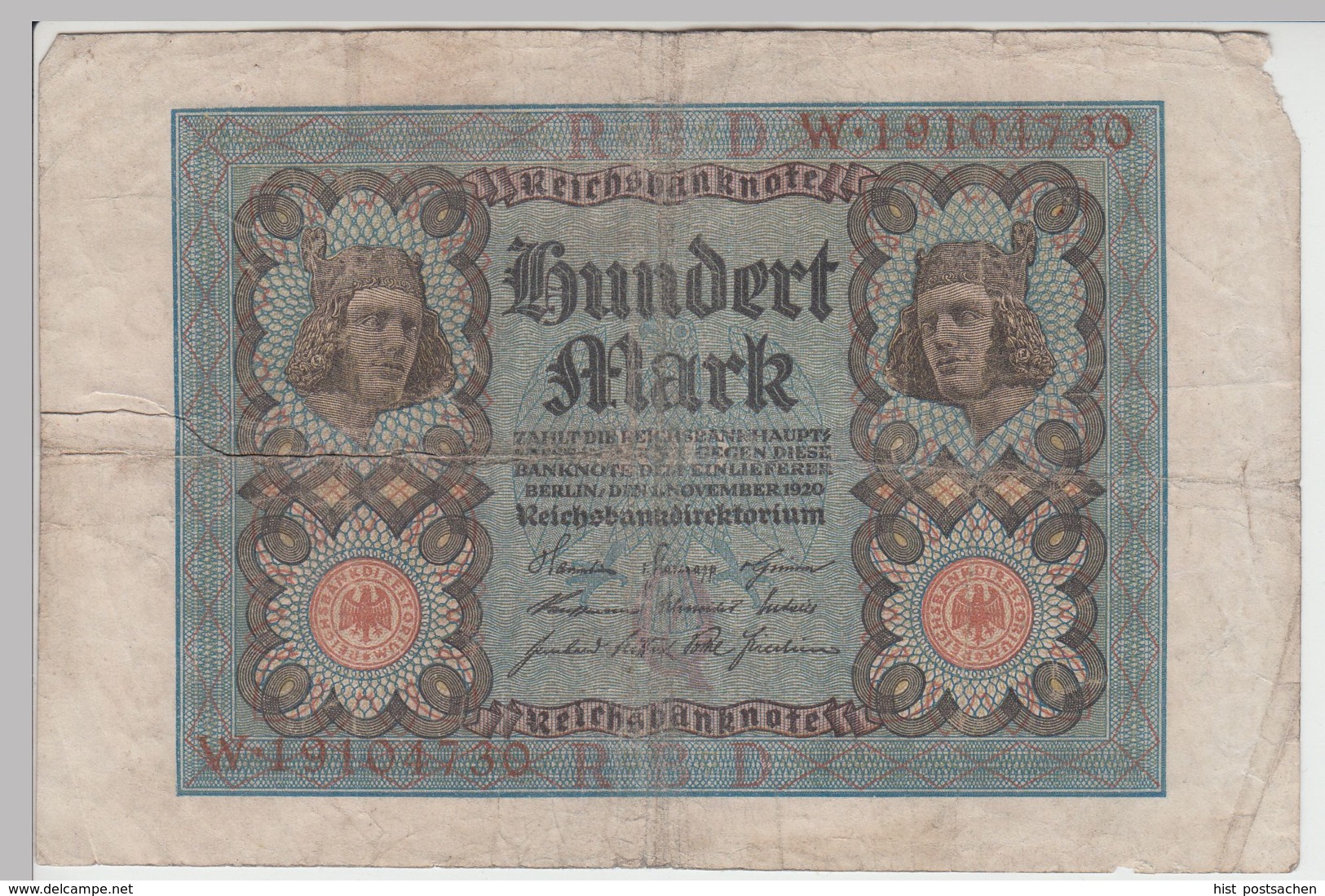 (D1192) Geldschein Reichsbanknote 100 Mark 1920 - Autres & Non Classés