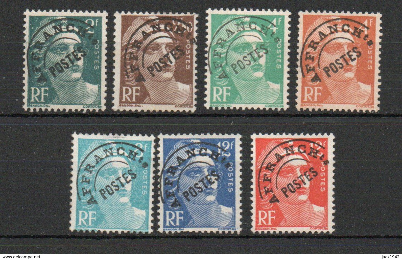 Préoblitérés  Marianne De Gandon, Lot De 7 Valeurs - N°94, 95, 98, 99, 101, 103 Et 103A, Oblitérés - 1893-1947