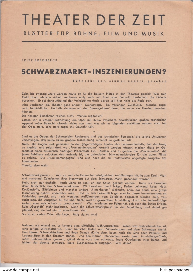 (D304) "Theater Der Zeit", Blätter Für Bühne,Film U.Musik 1945-48 (2 S. Fehlen) - Sonstige & Ohne Zuordnung