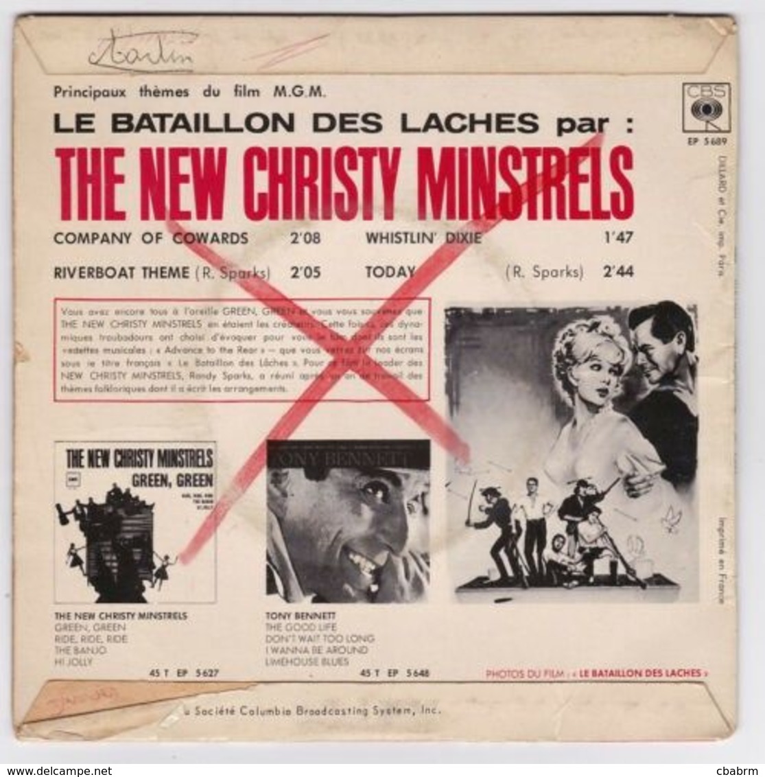 EP 45 TOURS THE NEW CHRISTY MINSTRELS BO Du Film LE BATAILLON DES LACHES - Soundtracks, Film Music
