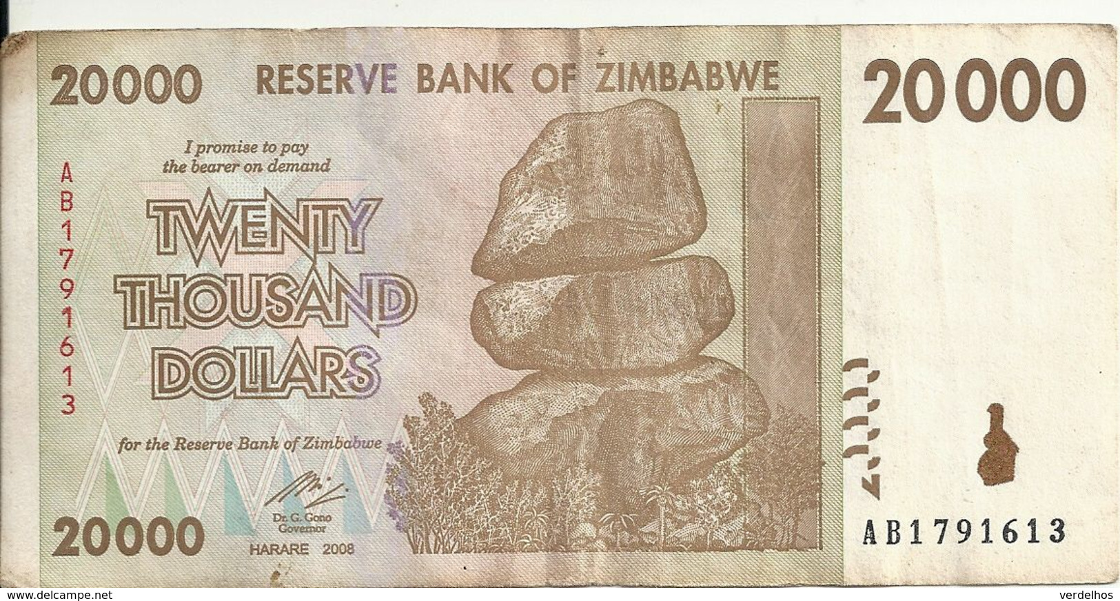 ZIMBABWE 20000 DOLLARS 2008 VF P 73 - Zimbabwe