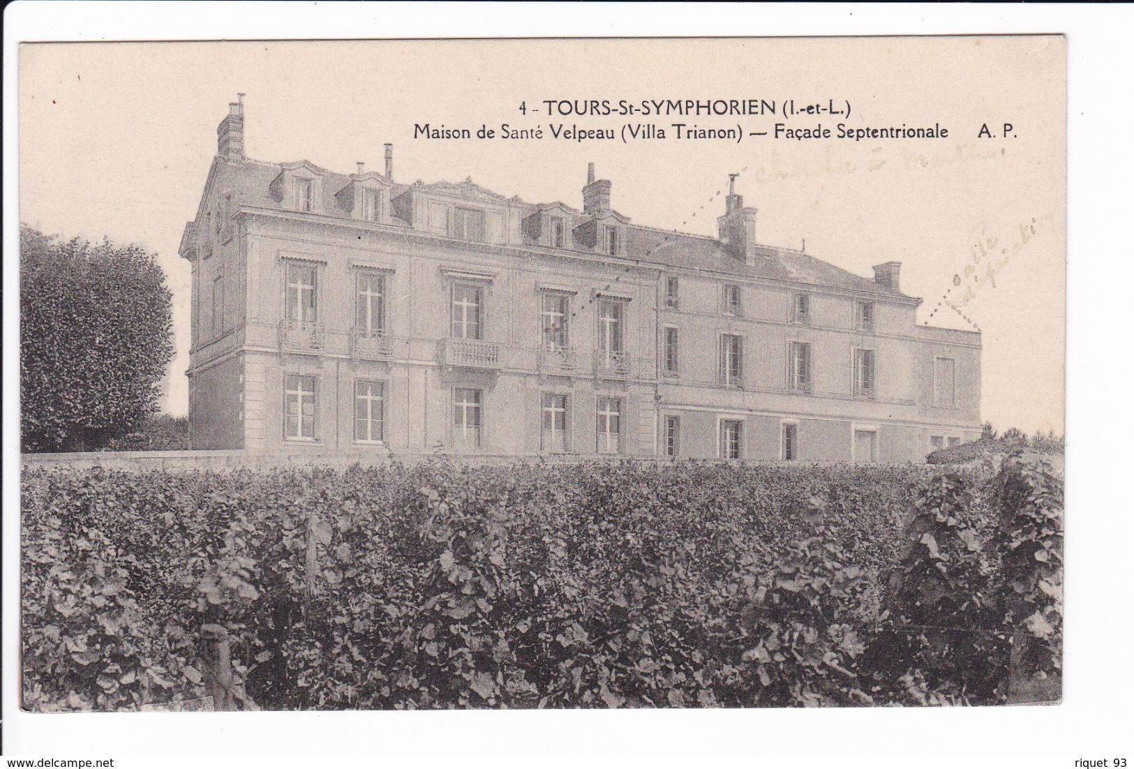 4 - TOURS-St-SYMPHORIEN - Maison De Santé Velpeau (Villa Trianon) - Façade Septentrionale - Tours