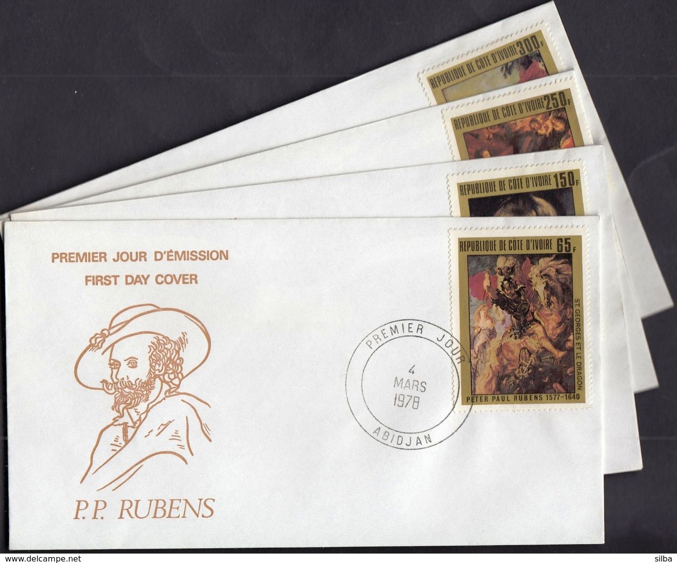 Ivory Coast 1978 / 400th Anniversary Of The Birth Of Peter Paul Rubens, Artist / Mi 537-540 / FDC - Costa De Marfil (1960-...)