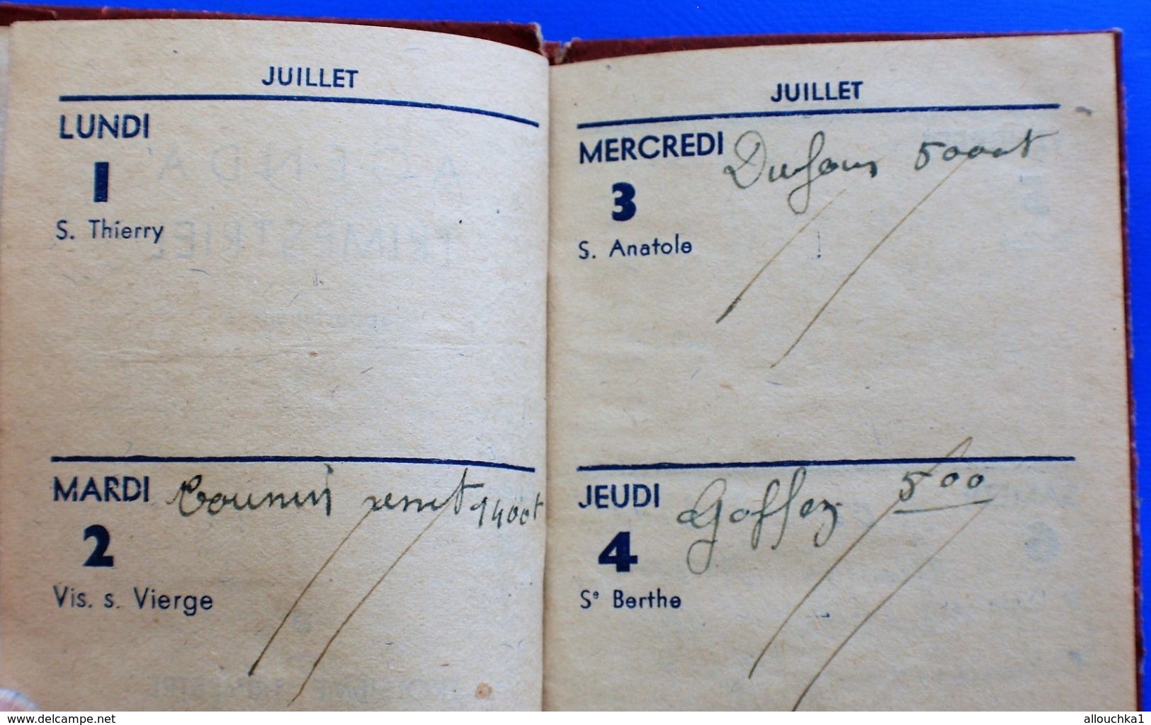 1946 AGENDA TRIMESTRIEL CALENDRIER ANNOTATIONS DIVERSES CARNET REMPLI POUR MÉMOIRE ET RDV - Sonstige & Ohne Zuordnung