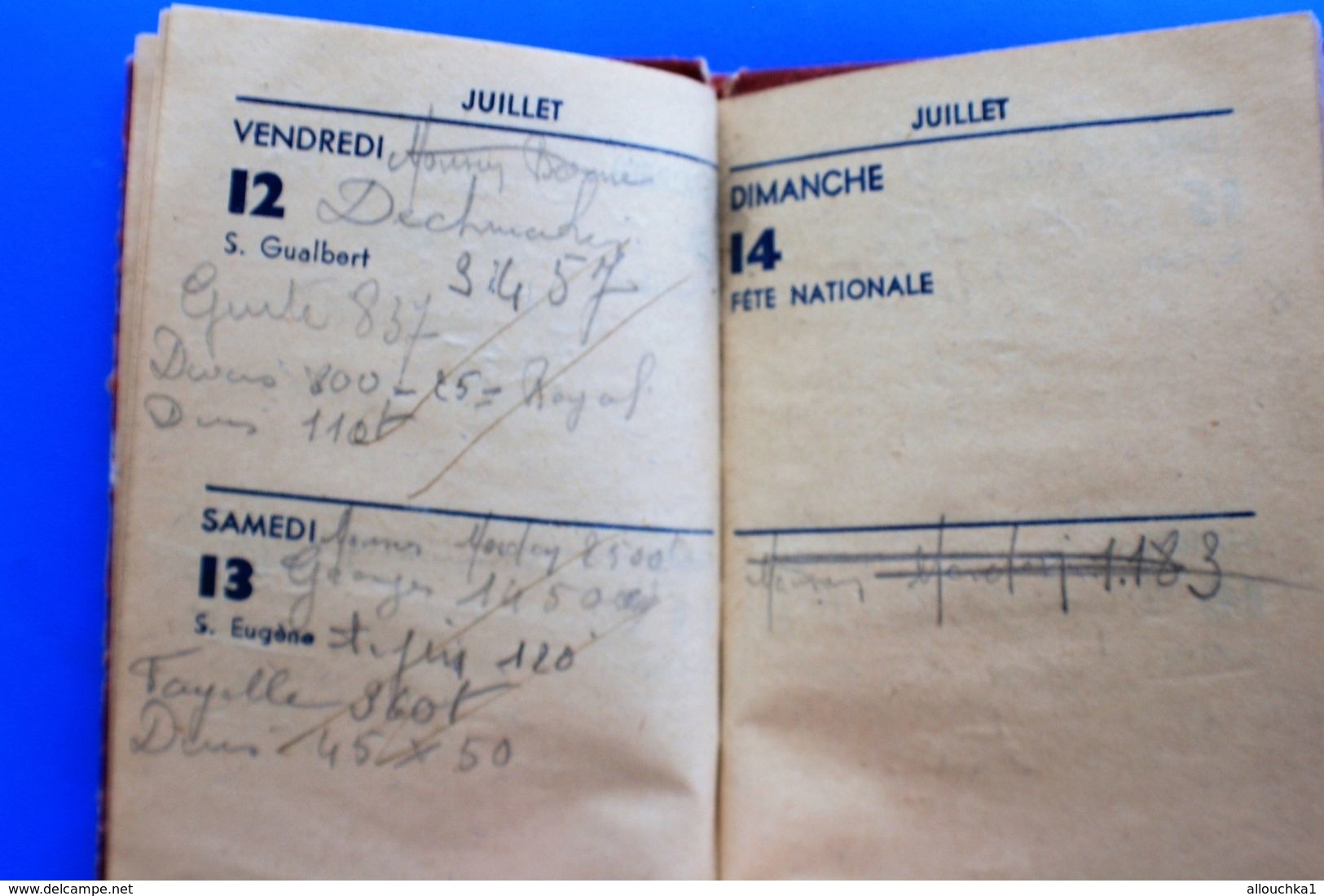 1946 AGENDA TRIMESTRIEL CALENDRIER ANNOTATIONS DIVERSES CARNET REMPLI POUR MÉMOIRE ET RDV