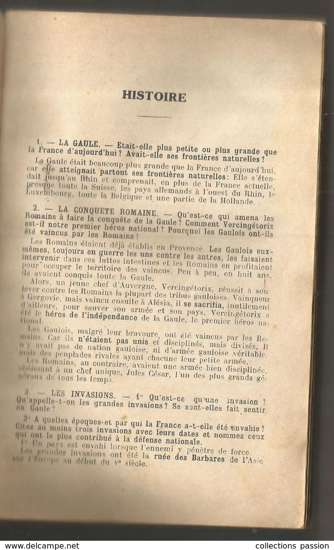 Deux Cents Devoirs D'histoire Et De Géographie , Certificat D'études , Par J. LE GOUIL , 1934 , 96 Pages, Frais Fr 4.15e - 12-18 Ans