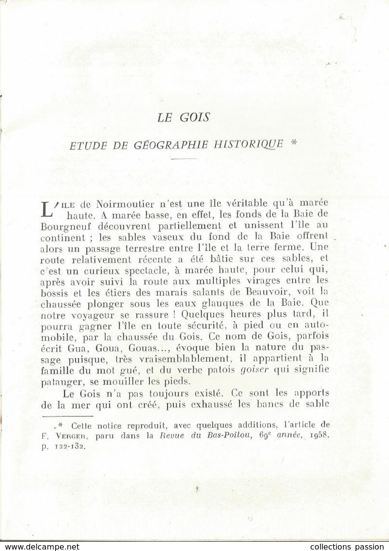 Régionalisme , LE GOIS , VENDEE , P. Et O. Lussaud Frères , île De Noirmoutier, 16 Pages, Frais Fr 2.45e - Centre - Val De Loire