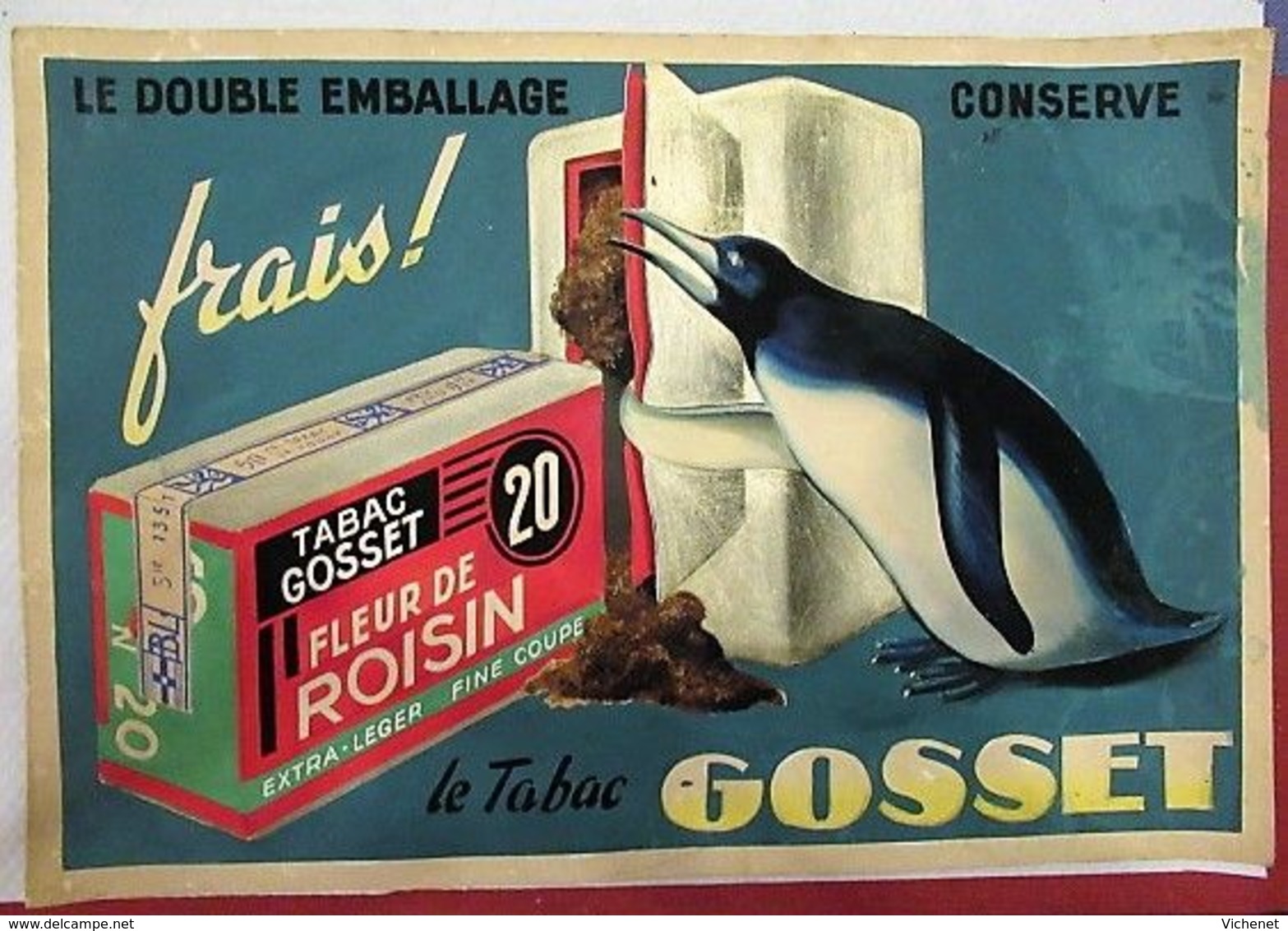 Gosset Fleur De Roisin 20 (tabac) - Magnifique Artwork à La Gouache Sur Carton - 500 X 350 Mm - Werbeartikel