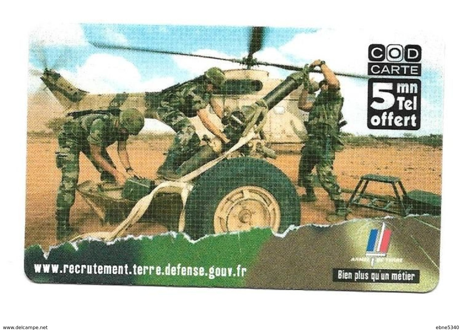 Codcarte France - Armée De Terre  2004  -110 000 Ex Recrutement Terre Défense Canon N°326 - Unclassified