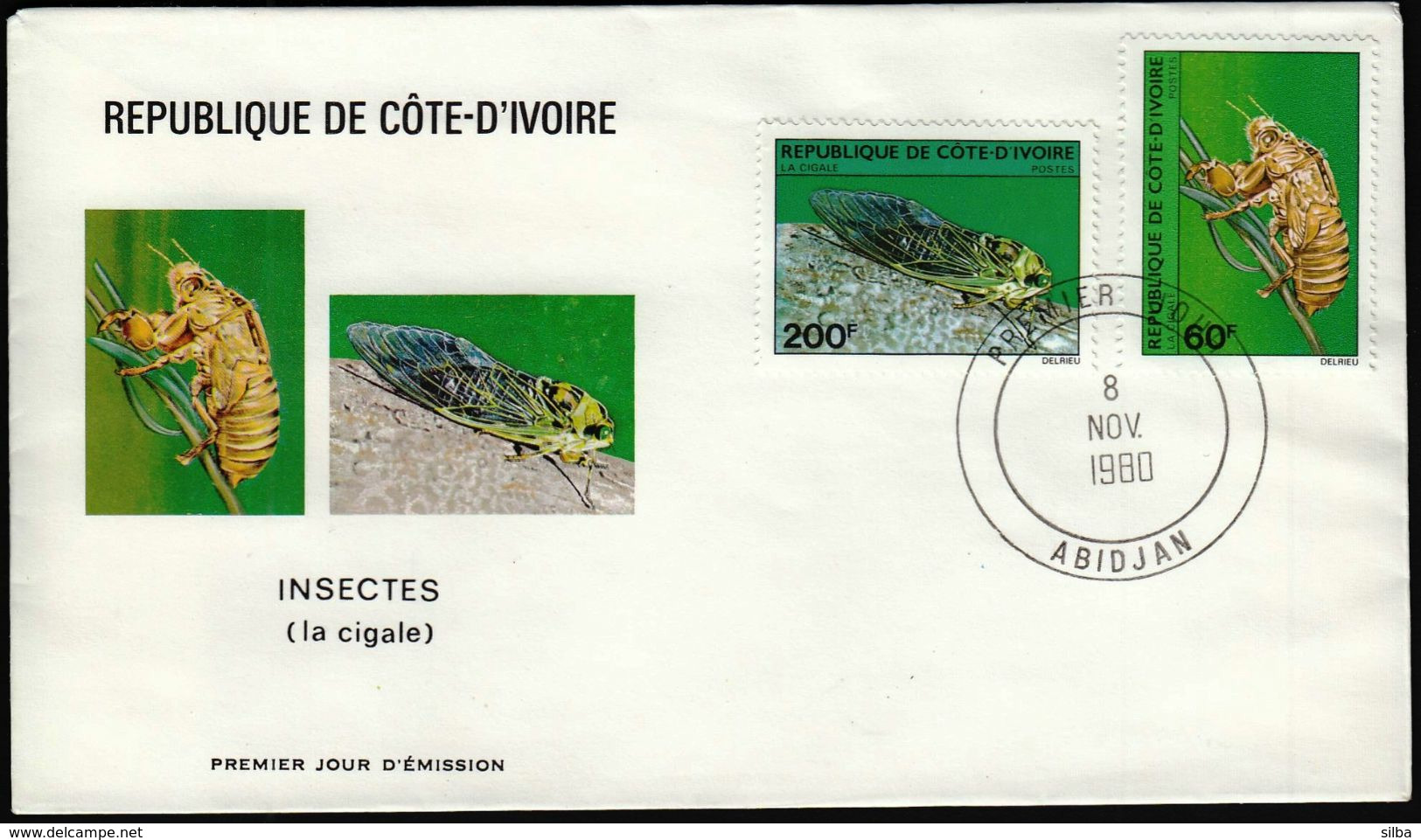 Ivory Coast 1980 / Insects /  Mi 656, 659 / FDC - Costa D'Avorio (1960-...)