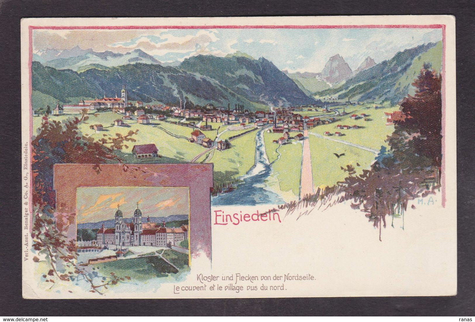 CPA Suisse Helvétia Schweiz Svizzera Non Circulé Litho Gruss Canton De Schwyz EINSIEDELN - Einsiedeln