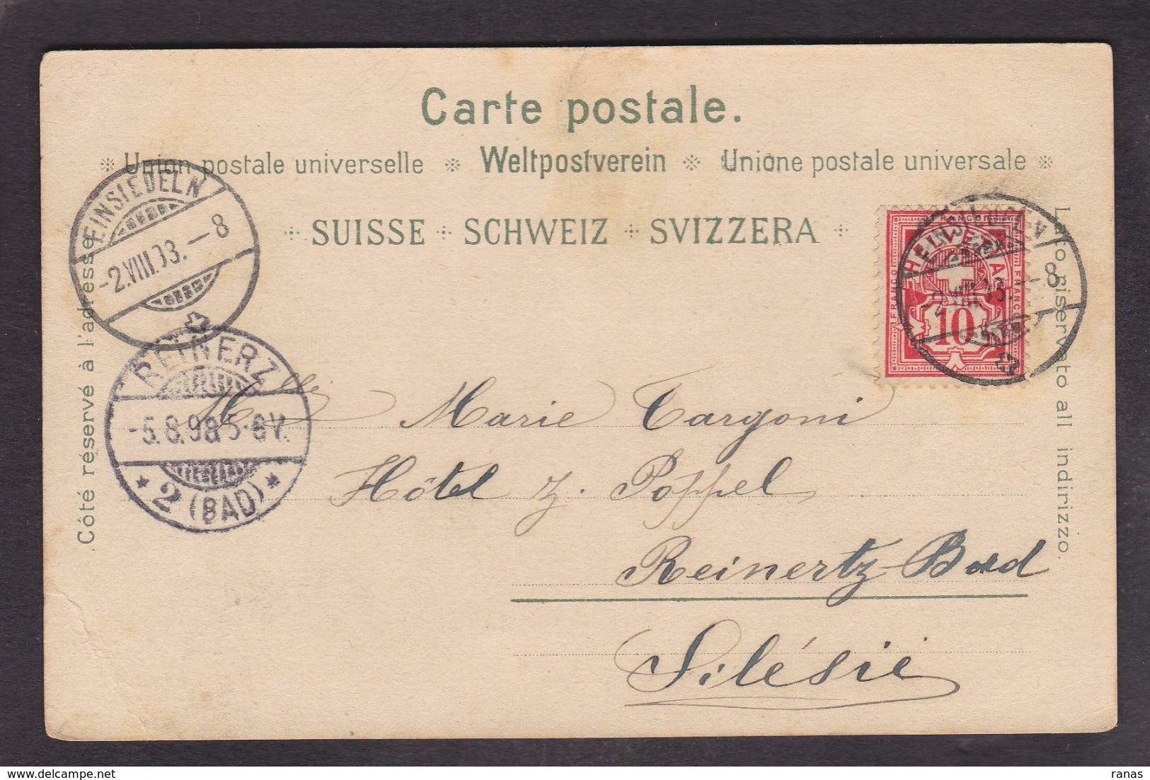 CPA Suisse Helvétia Schweiz Svizzera Circulé En 1898 Litho Gruss Canton De Schwyz EINSIEDELN - Einsiedeln