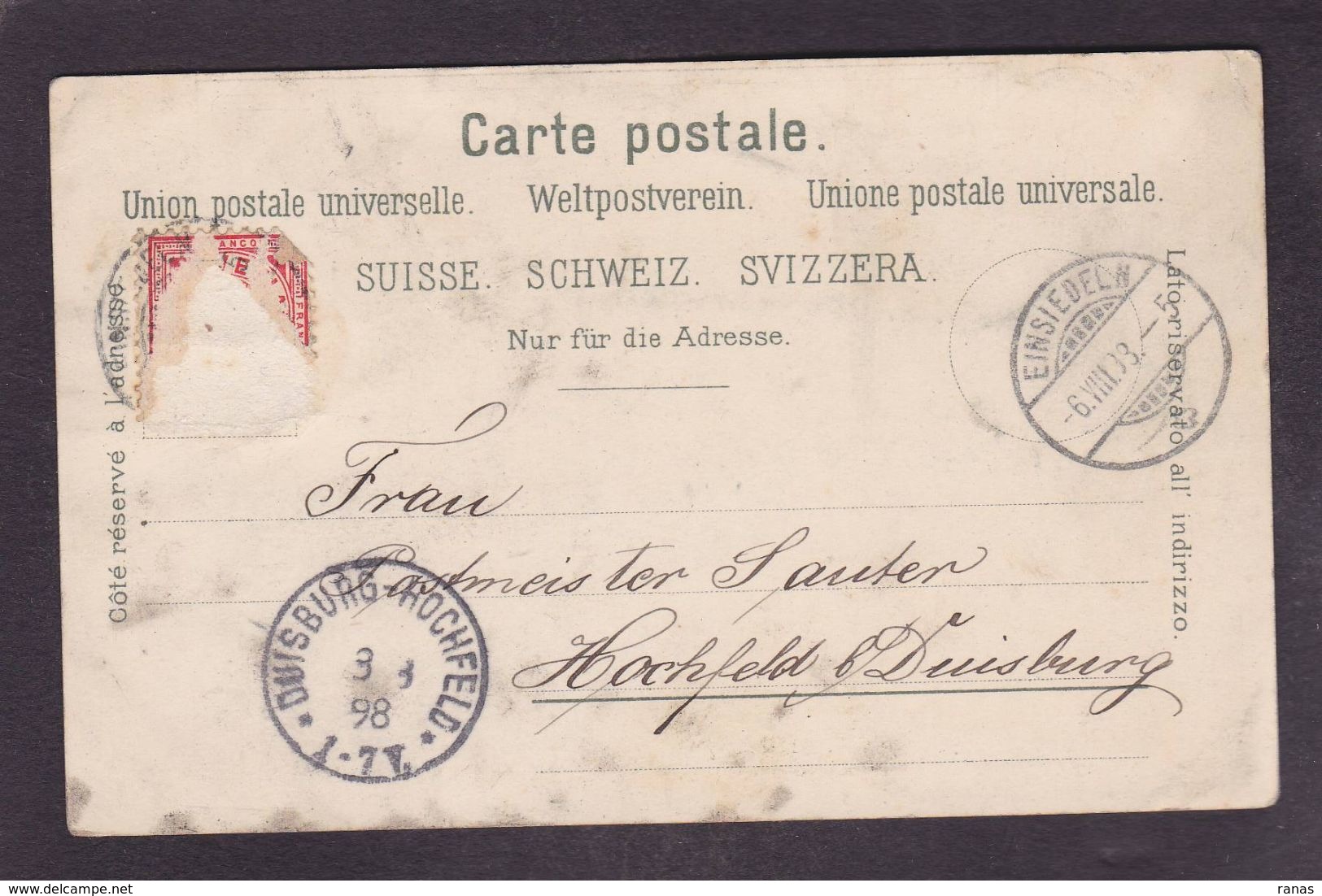 CPA Suisse Helvétia Schweiz Svizzera Circulé En 1898 Litho Gruss Canton De Schwyz EINSIEDELN - Einsiedeln