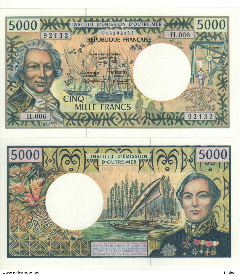 FRENCH PACIFIC TERRITORIES   Pretty 5'000 Francs   P3a  ( L.A. De Bougainville &  Admiral Febvrier-Despointes) - Territoires Français Du Pacifique (1992-...)