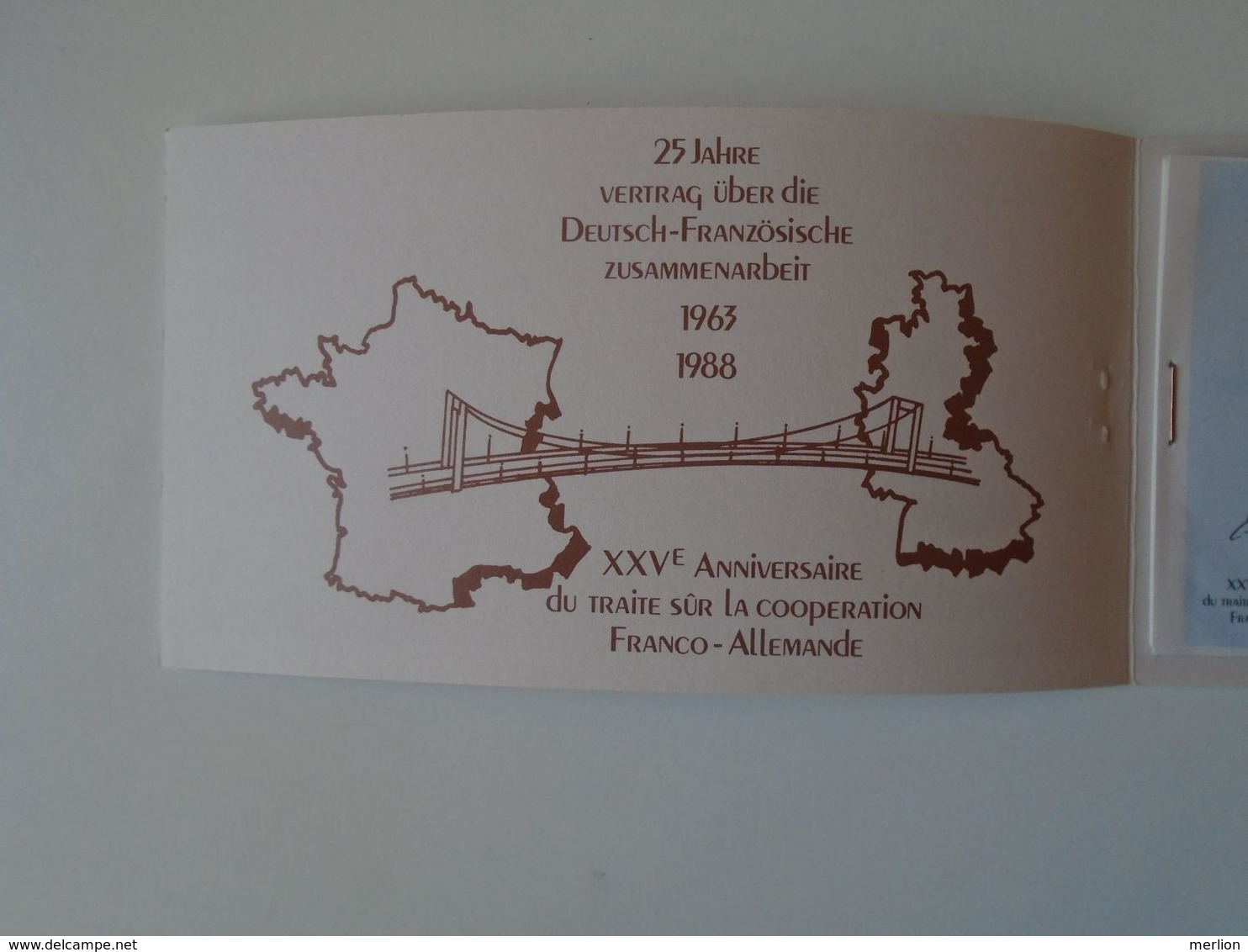 BA22.4  25ème ANNIVERSAIRE DU TRAITE SUR LA COOPERATION FRANCO-ALLEMANDE * 1963 / 1988 * - Otros & Sin Clasificación