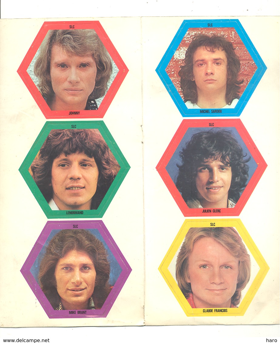 Vedette, Chanteur, - Feuille Avec 6 Autocollants - Johnny, Lenorman, Sardou, Brant Clerc Et Frédéric François (B283) - Affiches & Posters