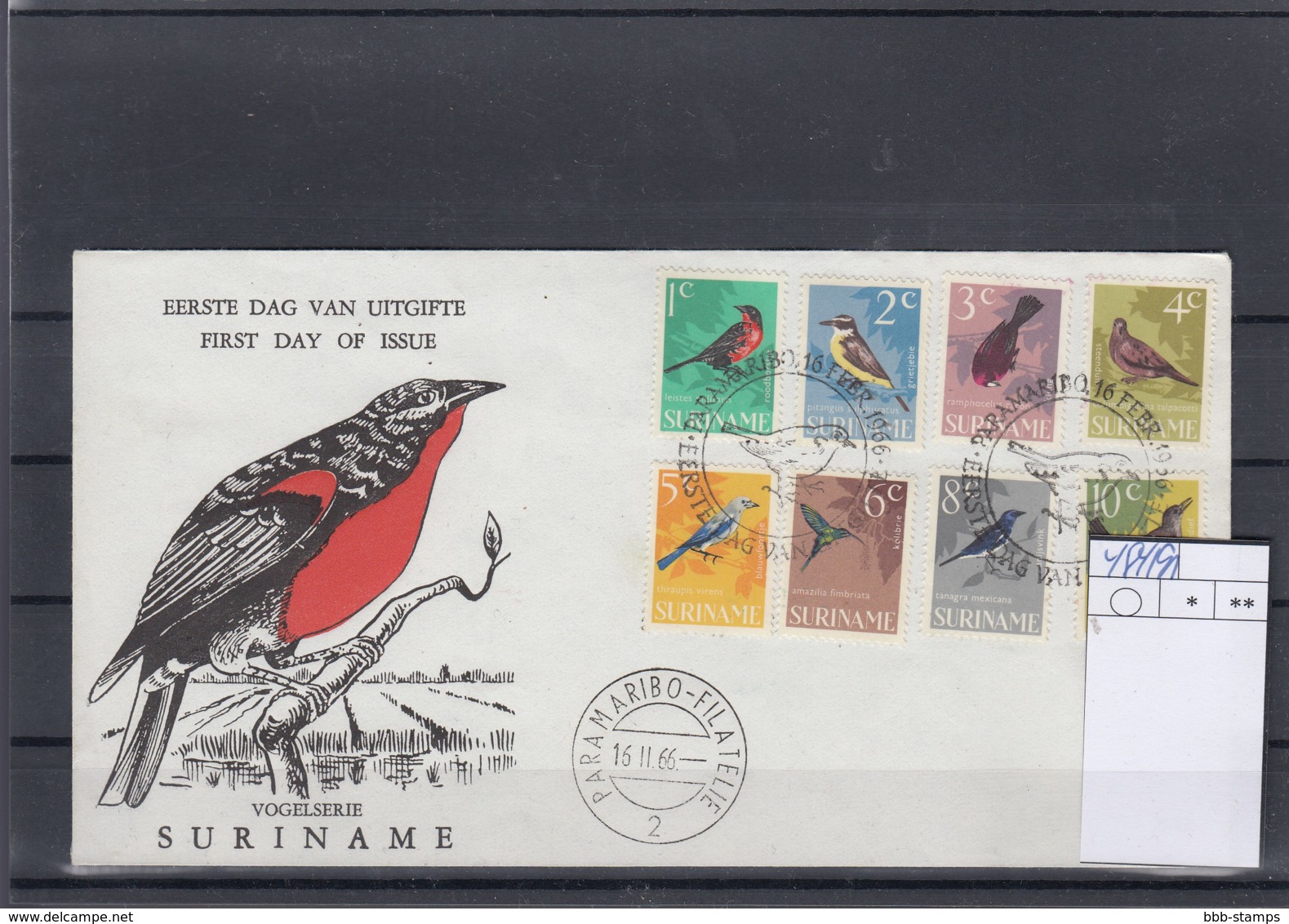 Suriname Michel Cat.No. FDC 484/491 Birds - Suriname