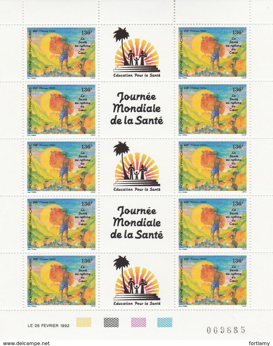 LOT 2053 POLYNESIE N°408 FEUILLE DE 10 EX ** - Unused Stamps