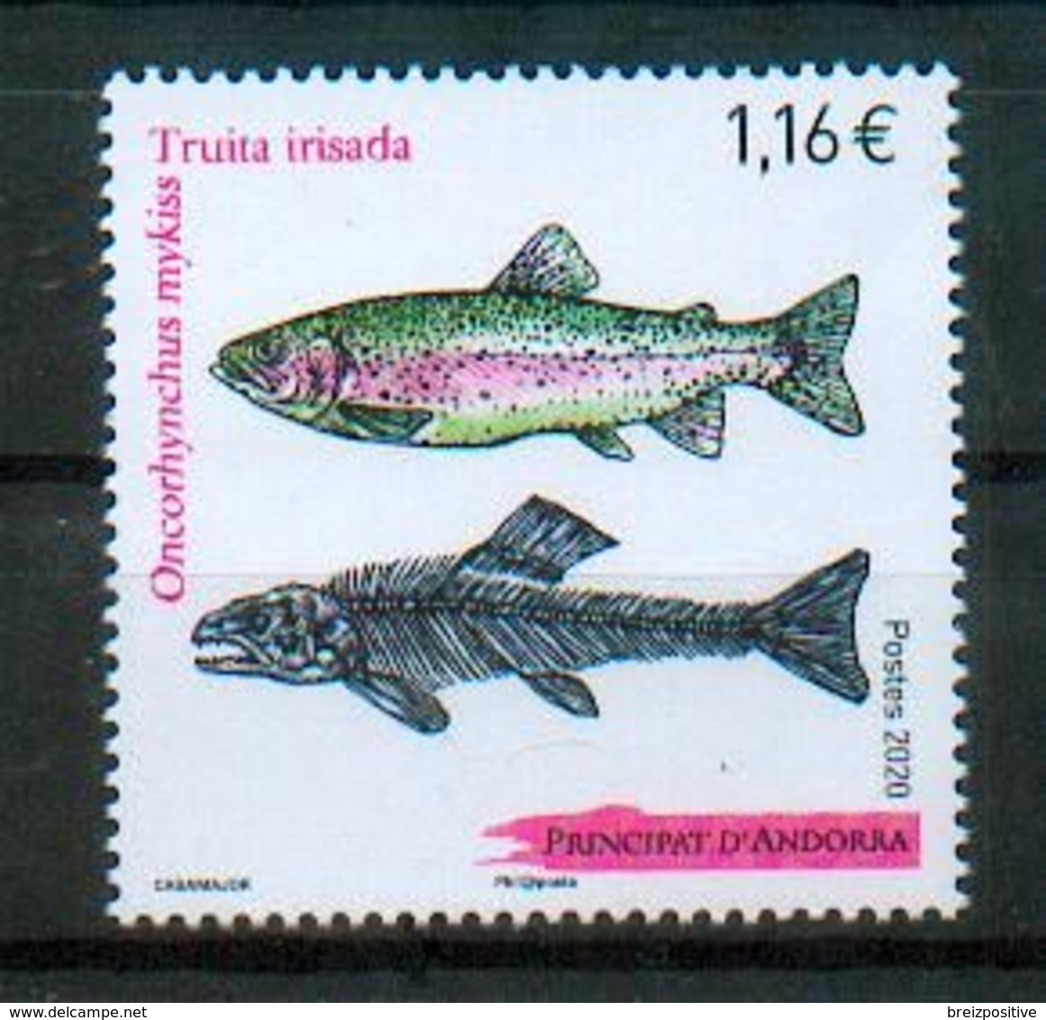 Andorre Français / French Andorra 2020 - Truite Arc En Ciel / Rainbow Trout / Truita Irisada - MNH - Vissen