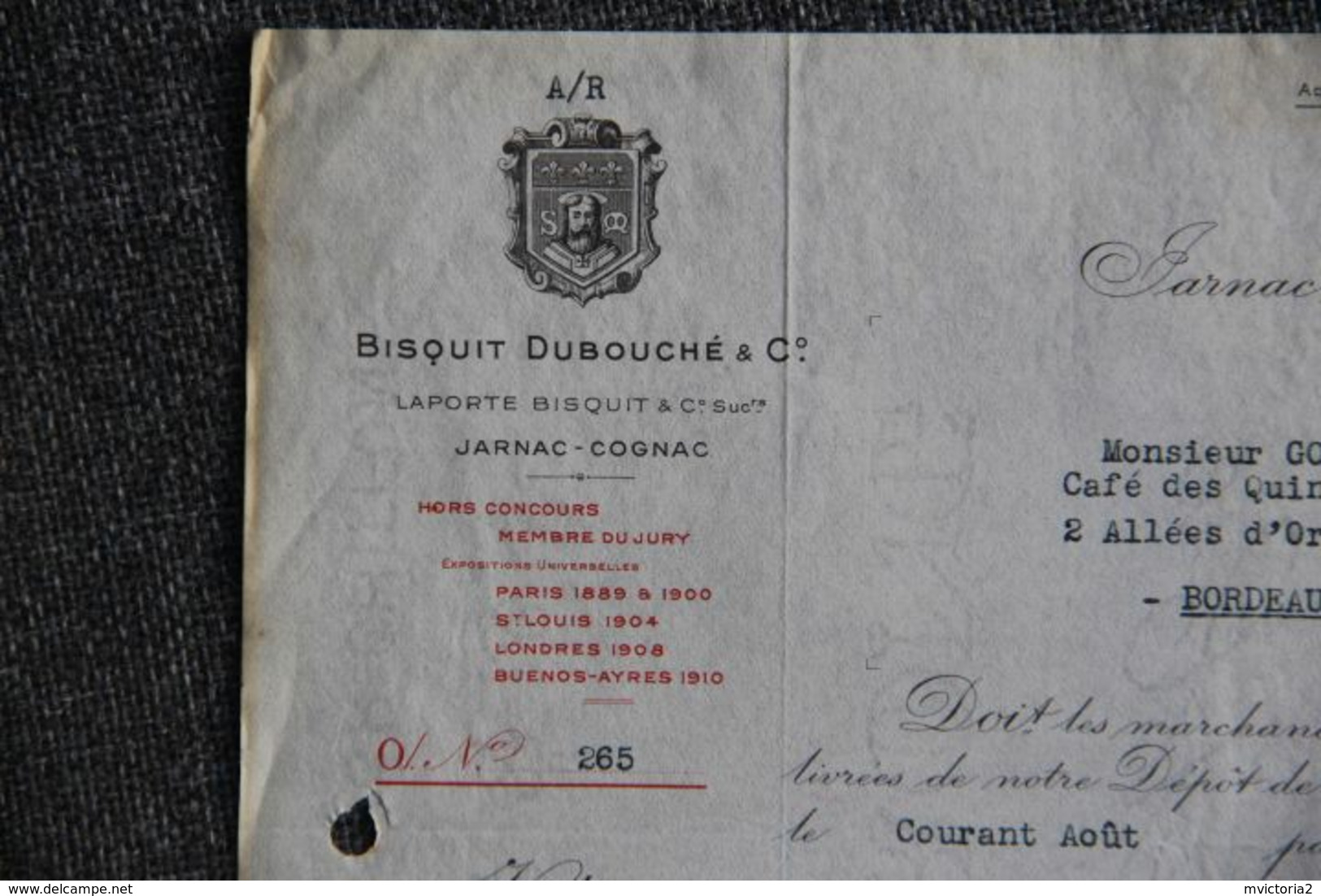 Facture Ancienne - JARNAC, BISQUIT DUBOUCHE Et CIE, COGNAC, Et Lettre De Change. - 1900 – 1949