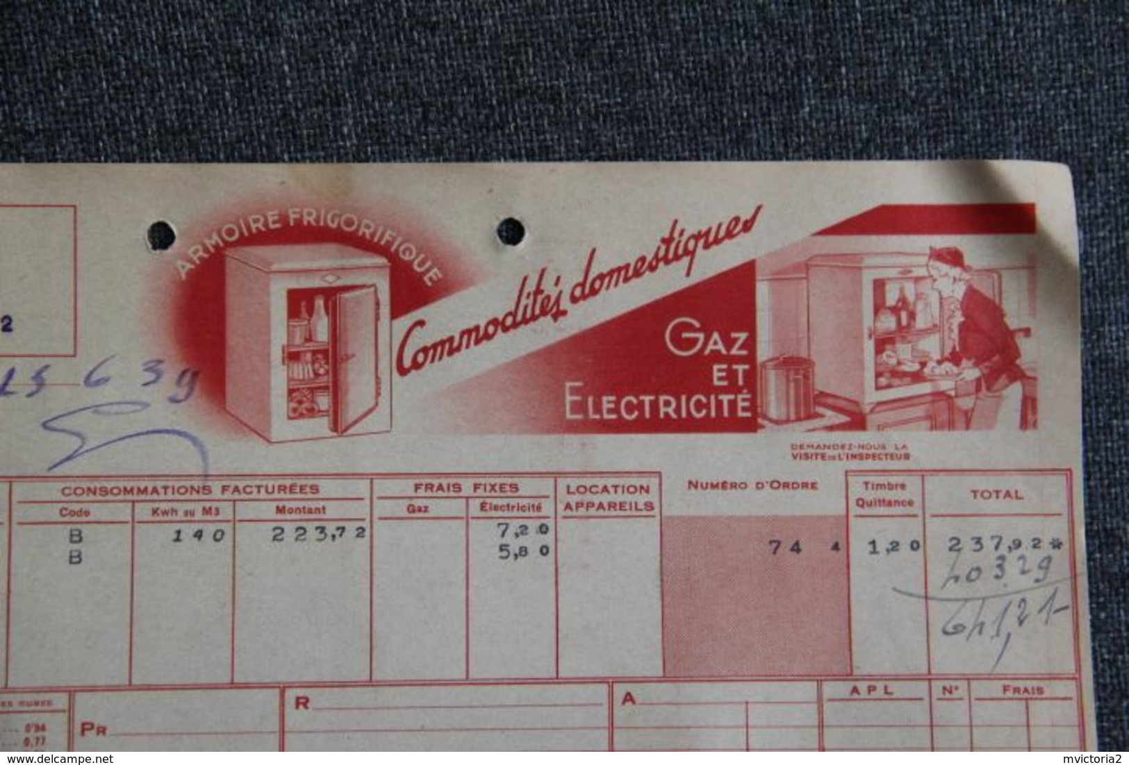 Facture Ancienne - BORDEAUX, Régie Municipale GAZ ELECTRICITE : " Commodités Domestiques... ". - 1900 – 1949