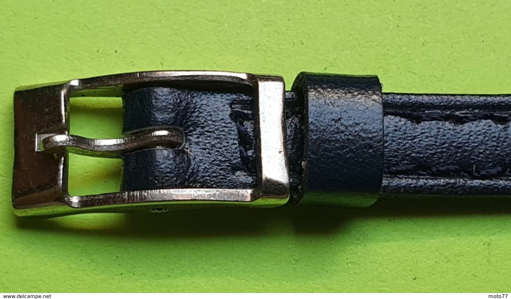 BRACELET Pour Montre Ancienne -Vachette Sur Cuir Noir-Boucle Argentée -Taille 8 -Longueur Total 17 Cm-NEUF De Stock-1950 - Orologi Antichi