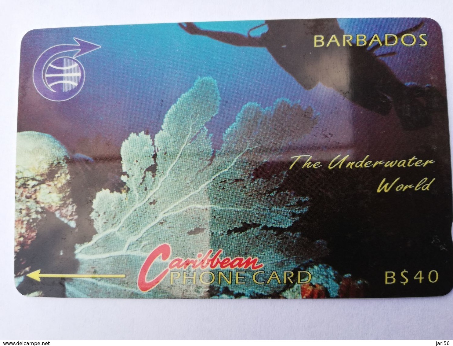 BARBADOS   $40- Gpt Magnetic     BAR-3C 3CBDC   UNDERWATER   Very Fine Used  Card  ** 2860** - Barbades