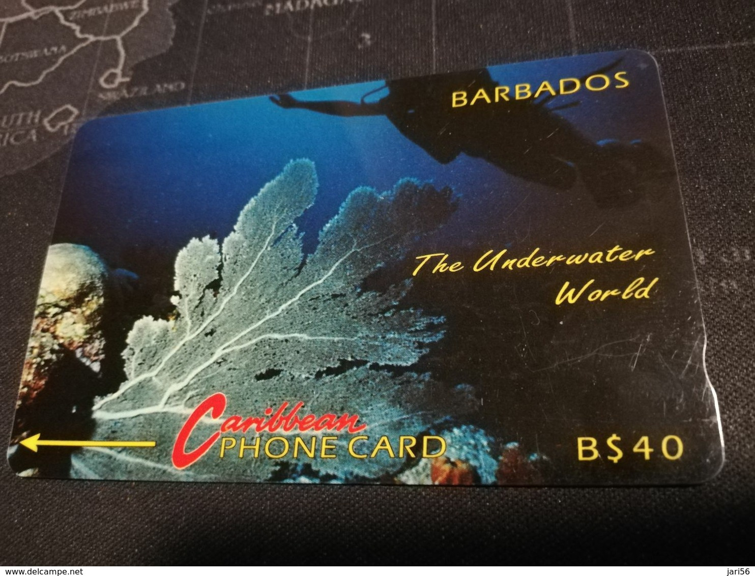 BARBADOS   $20- Gpt Magnetic     BAR-5C  5CBDC   UNDERWATER  NO LOGO    Very Fine Used  Card  ** 2865** - Barbados