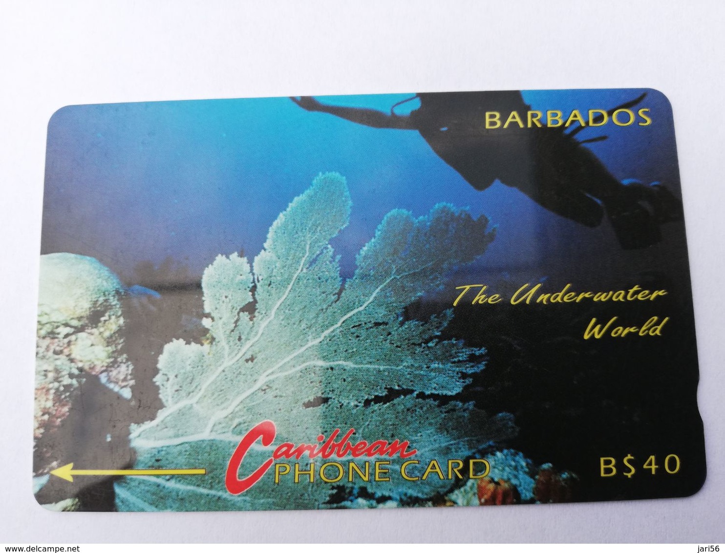 BARBADOS   $40-  Gpt Magnetic     BAR-9C  9CBDC    UNDERWATER   NO LOGO         Very Fine Used  Card  ** 2877** - Barbades