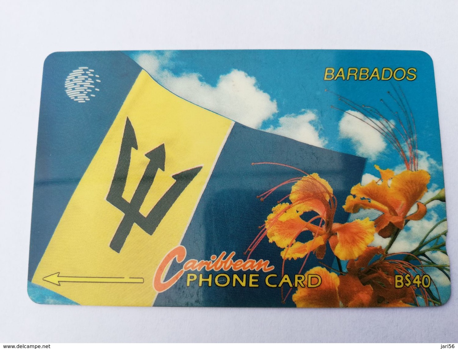 BARBADOS   $40-  Gpt Magnetic     BAR-14A  14CBDA  BARBADOS FLAG       NEW  LOGO   Very Fine Used  Card  ** 2886** - Barbados