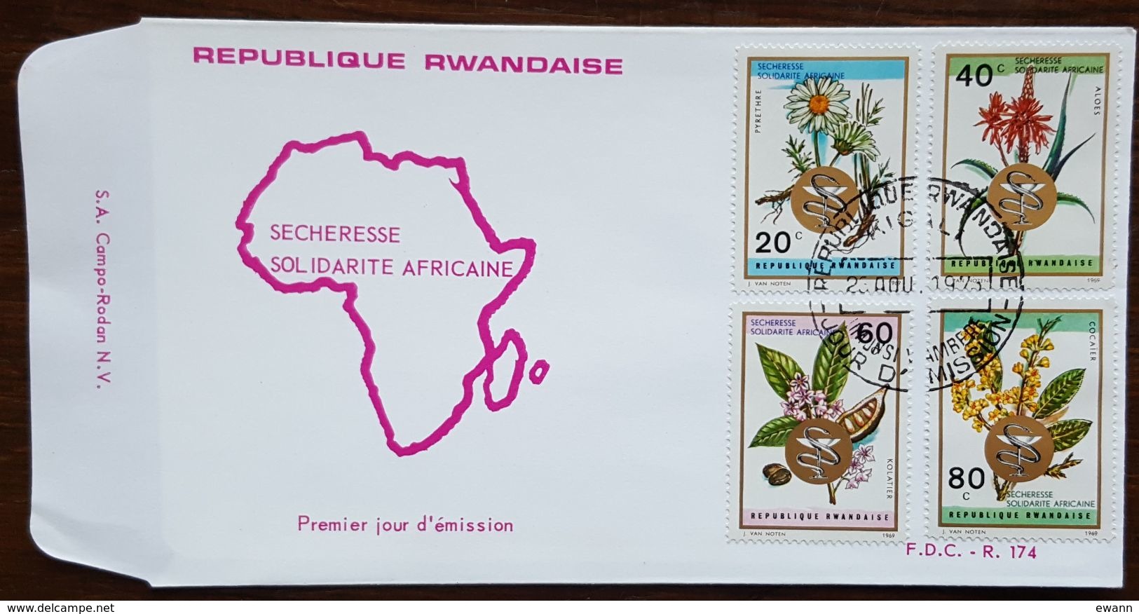 Rwanda - FDC 1969 - YT N°311 à 314 - Plantes Médicinales / Flore - 1962-1969