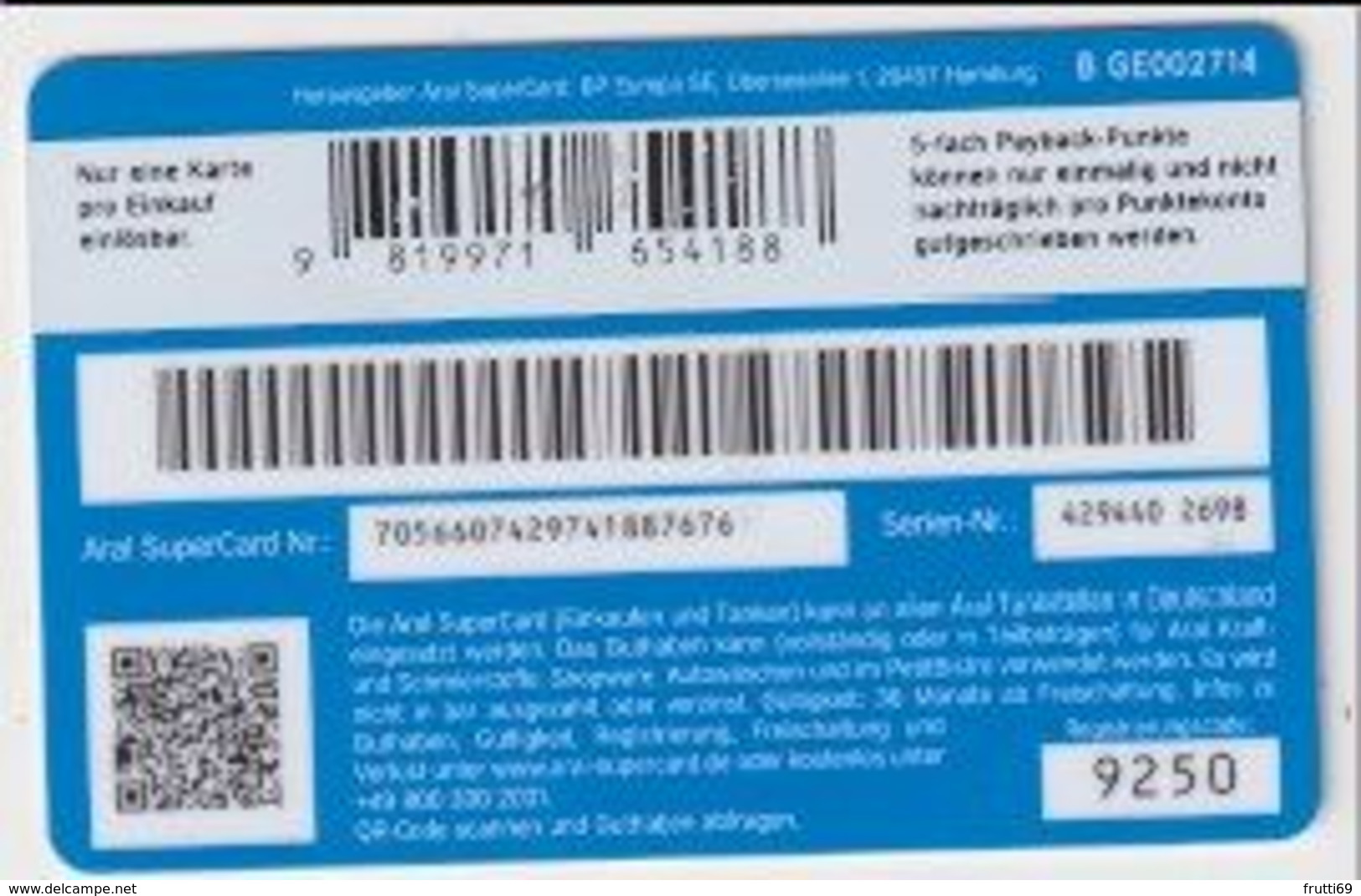 GK 26034 GERMANY - Aral Supercard - JP Performance - Gift Cards