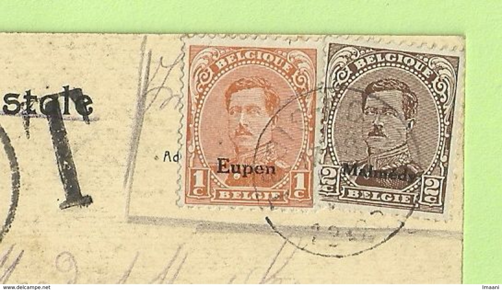 BZ 63 (Malmedy)+BZ84 (Eupen) (MIXTE Frankeering !!Rare) Stempel TROIS-PONTS , Getaxeerd TX 33 Stempel BRUSSEL  (1474) - OC55/105 Eupen & Malmédy